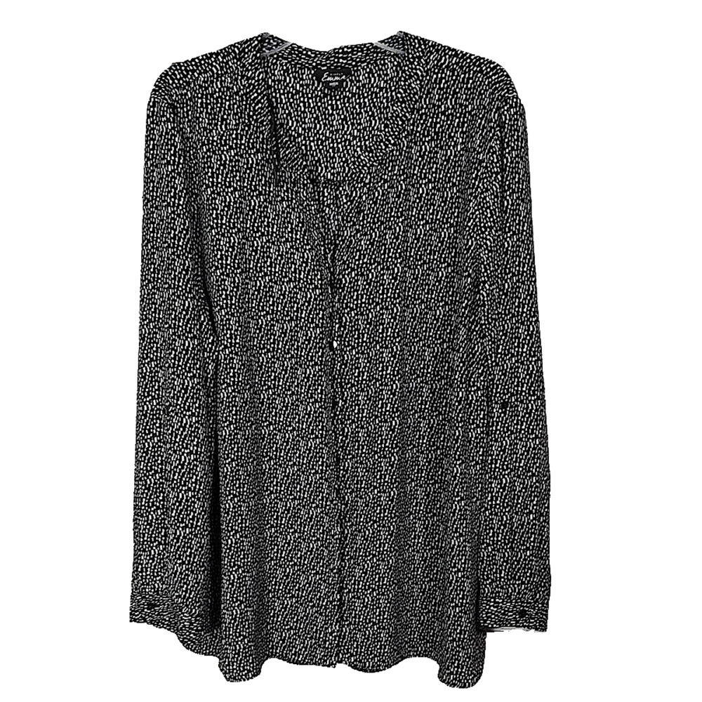 Simply‎ Emma Black Geometric Print Long Sleeve Button Front Top Womans Size 3X